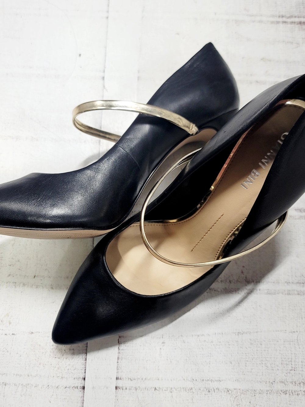 Gianni Bini Black Pumps with Gold Hoop Strap